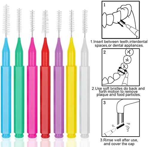 escova interdental de 70 peças ewinever, lixo dental com fio dental escova de higiene dental oral, palito de dente dos dentes de fio