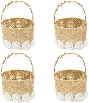 Mesa de casamento Decoração 4pcs Decoração de flores Bolsas de linho para crianças Brasão de cesto de cesta de flores de flor Ornamento