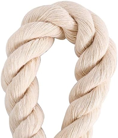 1 polegada x 32 pés de algodão natural corda 3 fita torcida, corda de algodão macio espesso para artesanato, puxão esportivo de