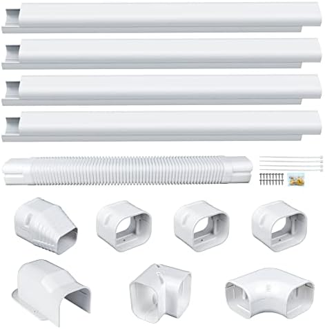 Powrocket 3 polegadas 15 pés Mini Kit de tampa de linha CA SPLIT, tampas de linha de tubo decorativas de PVC para mini -ar condicionado e bombas de calor sem dutos, brancos, branco