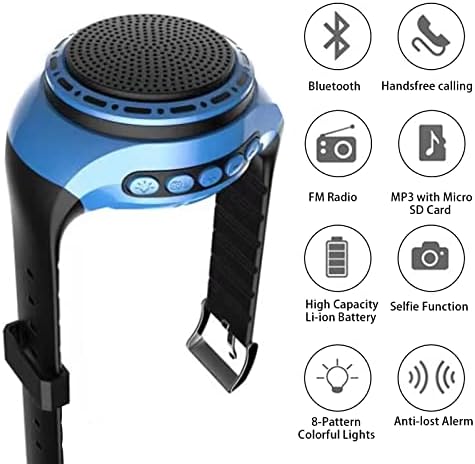 ORIDECOR Wireless Wireable Watersperp Imperpertle Wrist Portable Bluetooth Speaker Watch com Radio FM de várias funções e MP3 Player & TWS & Selfie & Ultra Long Standby Hora de corrida, caminhada, andar （Azul)