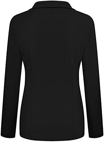 Mulheres femininas tops para a primavera 2023 bolsos frontais abertos Cardigan Terno formal de manga comprida camisas de
