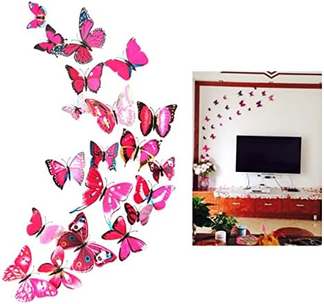 Kisangel 24pcs Borboletas Butterfly D Decalque Backyard Adesivo DIY DIY GARDEN DOCORAÇÕES DO JARDIM DO VIVO VIVO PVC CRIANÇAS Decoração de decalques rosados