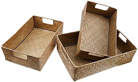 Happyyami Storage Box Stair Besta de cestas de armazenamento manual com alças cestas de vime de água de água para organizar