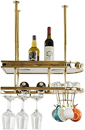 Porta de vidro pendurada, prateleiras de vinho de teto de vinho, armazenamento de copo de vinho de estoques, titulares de gaiolas de champanhe, organizador de cabides, rack de vidro de vinho para decoração do bar de armários de cozinha, fácil de instalar