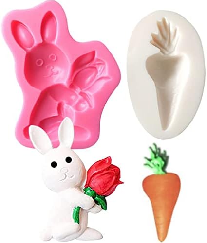 3D Bunny Bunny Silicone Mold e 10 cartões de felicitações, Caixa de presente criativa de coelho DIY Para festa de festa romântica,