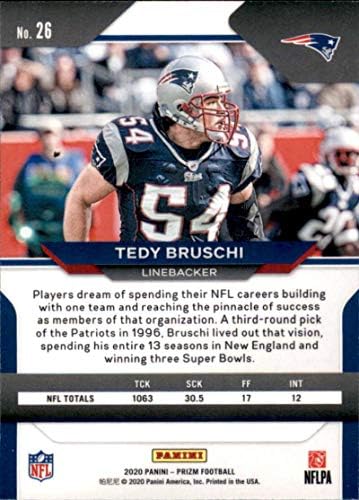 2020 Panini Prizm 26 Tedy Bruschi New England Patriots NFL Football Trading Card