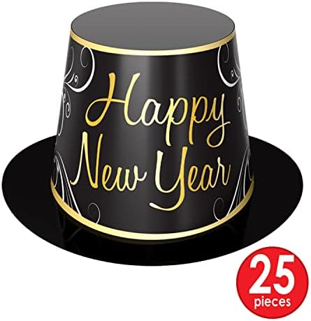 Beistle Elegant Feliz Ano Novo Véspera de Photo Booth Props Nye Party Sortement para 50 pessoas-chapéus, tiaras, sinais