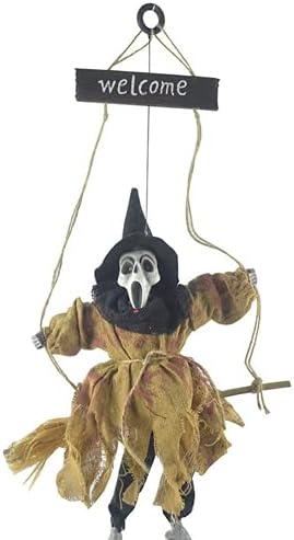 Halloween pendurado decoração fantasma adereços de boas -vindas sinal de squeleleto do cabide da porta de bruxa balanço fantasma com
