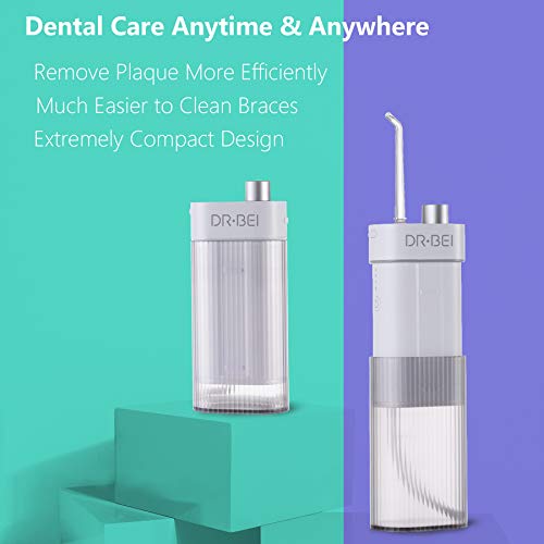 Dr.Bei Limpador de dentes de fluxo de água sem fio, FLOSSER DE ÁGUA PORTÁVEL IRRIGADOR ORAL Dental sem fio Profissional, tanque de água de 180 ml, Ipx7 à prova d'água, para viagens, para adultos e crianças