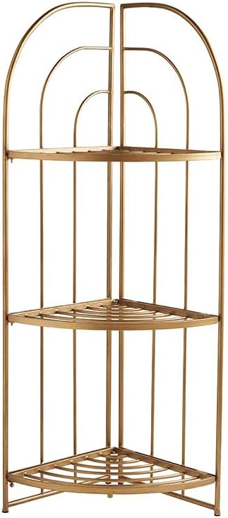 47th & Main Modern Modern Metal 3-Tier Standing Corner Shelf, 13 L 13 W x 45,5 H, ouro