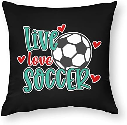 Capas de travesseiros de futebol de amor ao vivo com protetor de almofadas de travesseiro quadrado com zíper para sala de estar