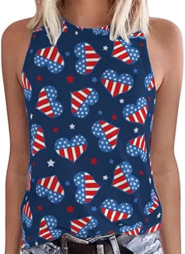 Tampo de tanque para mulheres, bandeira americana feminina 4 de julho Tops Tops Summer Beach camise