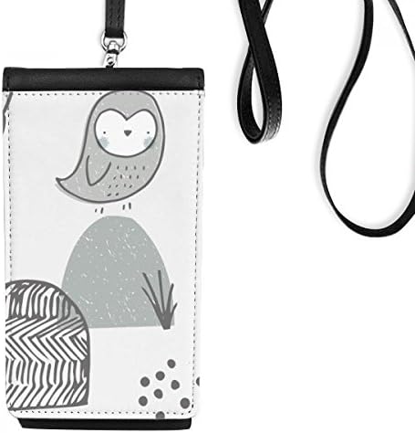 Cartoon Bird Cage Grass Nórdica Pattern Phone Carthe Purse pendurada bolsa móvel bolso preto bolso