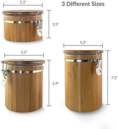 JapanBargain 4092, Aertightight Bamboo Bamboo Kitchen Organizer Food Storage Container com tampa para cereais de doce de açúcar de chá de café 5,3x3,5 polegadas, pequeno pequeno