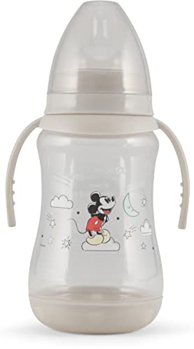 Disney 2 pacote de 10 onças mamadeiras com estampas de personagens e tampas coloridas com alça dupla - BPA livre e fácil