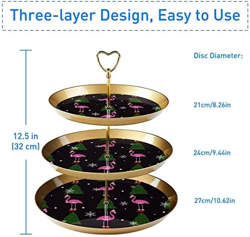 Torre de suporte de cupcakes de plástico de 3 camadas com bandeja de porção em camadas, árvore da torre de cupcakes