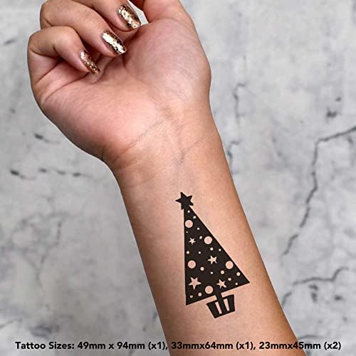 Azeeda 4 x 'árvore de natal estrelada' tatuagens temporárias