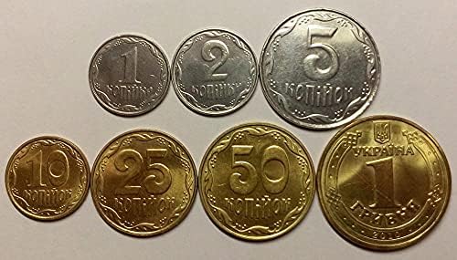 Grande conjunto de 7 moedas ucranianas