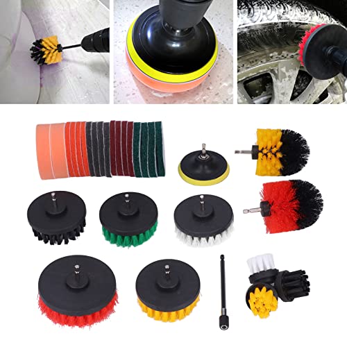 Conjunto de acessórios para pincel de perfuração Kit de lavacro de energia Detalhando o carro Detalhe Pincel para conectar o kit de detalhamento do kit Scrub Pads Sponge Power Screwber todo o objetivo