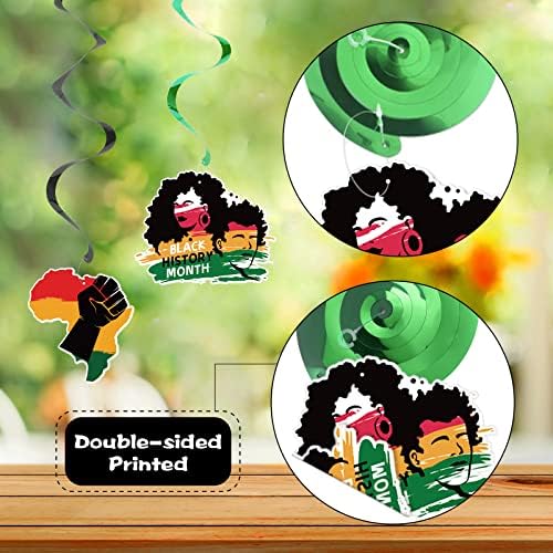 Nicowarm 32pcs Juneteenth Decorações Mês da história negra pendurando redemoinhos para suprimentos de festa Africano BHM Vale a pena