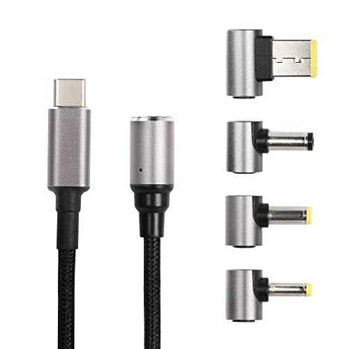 Cerxian 100w Multi PD USB C TO CABO DE POWER Adaptadora magnética, cabo USB de 1,8m tipo C & DC 4,0mm x 1,7 mm e 5,5 mm x 2,5 mm e 5,5 mm x 2,1mm e conectores de ponta quadrada para laptop, telefone