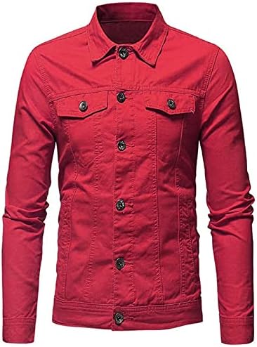 Dudubaby Men Slim Fit Casual Jaqueta jeans de cor sólida jeans de lapela casual manga longa