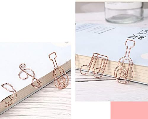 Rurili 40 PCs Office Supplies Paper Clip Creative Metal Music Series Rose Gold Paper Clip Home Office Library High Tom Music Note