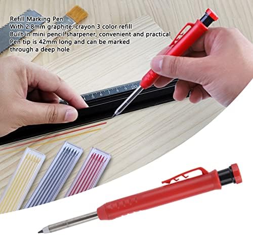 Fafeicy Center Punch Marking Scribing Pen, Kit de conjunto de ferramentas de posicionamento de orifício de recarga, conjunto de soco central para cerâmica de vidro de metal de madeira, abrasivos