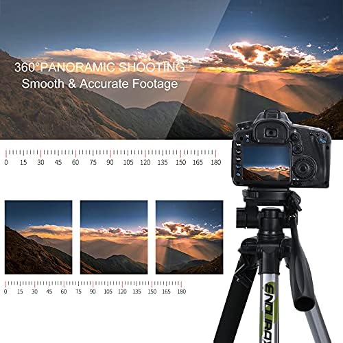 Endurax 66 Câmera de vídeo Tripod Compatível com Canon Nikon Lightweight Aluminium Travel DSLR Stand com montagem universal