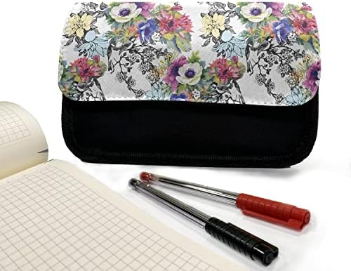 Caixa de lápis de flor lunarável, jardim colorido com folhas, bolsa de lápis de caneta com zíper duplo, 8,5 x 5,5, multicolor