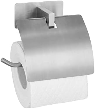 Wenko Turbo-Loc Genova Matt Roll Bollet Roll com tampa, suporte para parede para rolo de papel higiênico, fixando sem perfuração