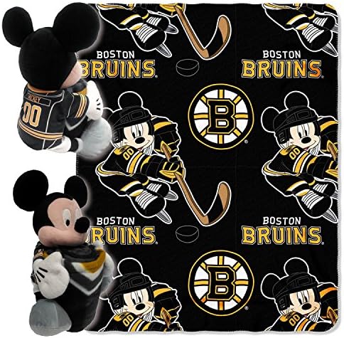 Oficialmente licenciado NHL Ice Warriors Mickey Mouse Hugger da Disney, da Disney Mouse e um conjunto de mantas de lã, 40 x 50, multi