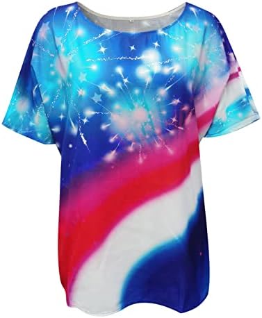 4 de julho camisetas camisetas para mulheres bandeiras americanas verão verão casual manga curta camisetas estrelas listras com