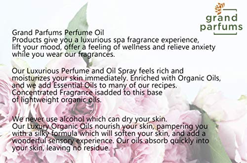 Grand Parfums Spray de perfume de manjericão cítrico legal em óleo de fragrância | 2 onças misturadas com óleos orgânicos e essenciais