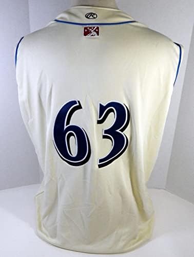Threshers Clearwater #63 Game Usado Jersey Cream Vest DP13415 - Jerseys de MLB usados ​​no jogo