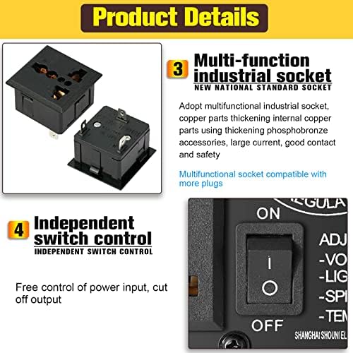 Motor elétrico Controlador de velocidade variável - 120V ~ 220V 15A 4000W CA Speed ​​Speed ​​Controler Regulador de tensão Regulador de tensão ajustável Ajuste da temperatura e escurecimento com voltímetro