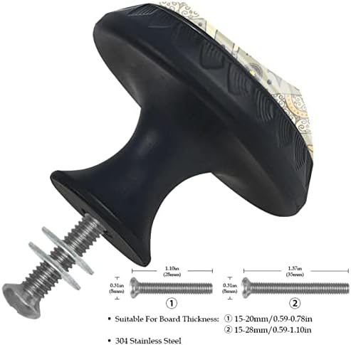 Guerotkr 4 PCs, alças de armário, botões de armário, botões de cômodos, alças para armários e gavetas, padrão de folhas