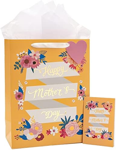 Bolsa de presente do Dia das Mães Florais do Loveinside com papel de seda, etiqueta e carteira para mamãe, aniversário