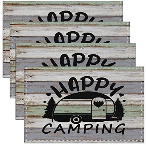 Campista jejeloiu placemats feliz acampamento de camping de tecido lavável tapetes de mesa Placemat RV Camping Cozinha jantar