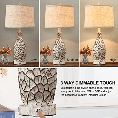 Lâmpada de mesa Touch Touch para a sala de estar conjunto de 2 luminárias de mesa de cabeceira rústica para quartos