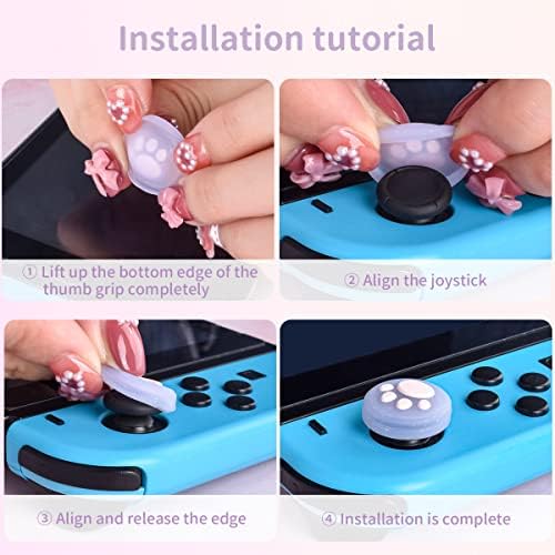 DLSEEGO CAT PAW SHOPE 4PCS Capas de garras de polegar para interruptor regular/interruptor Lite/switch OLED Joy Joystick Soft Silicone