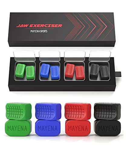 Mayena Sports Jawline Exerciser para homens e mulheres | 4 níveis de resistência Tablets do exercício da mandíbula de silicone