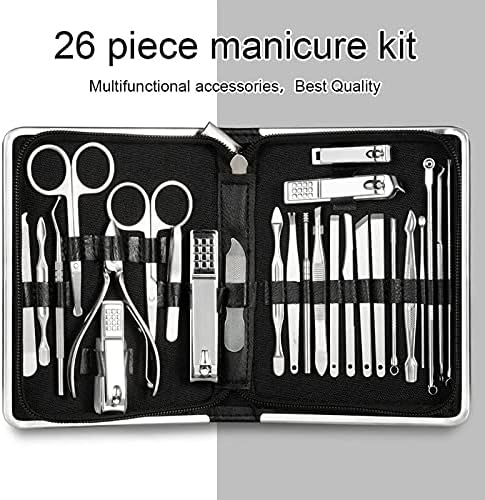 TJLSS 26 PCS PCS ANEGS Manicure Conjunto de manicure aço inoxidável cortador de unhas cutícels de cutícula de bobina ferramentas