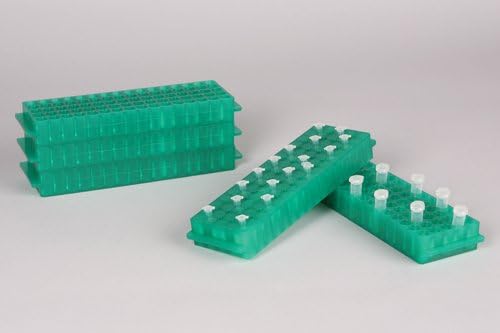 SP BEL-ART PCR reversível e rack de tubo de microcentrífuga; Para tubos de 0,2 ml ou 1,5-2,0 ml, 80 lugares, verde