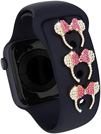 OMECKY 3PCS Bling Decorative Charms Piegs Studs Compatíveis com bandas de silicone Apple Watch, acessórios de jóias de smartwatch elegantes para tiras de silicone universal