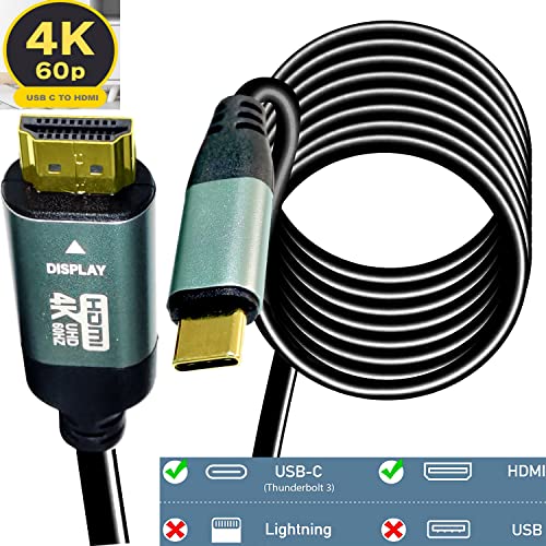 Cabo USB C a HDMI 10 pés com IC, 4K@60Hz tipo C para HDMI para MacBook Pro/Air, IMAC, Galaxy S20 S10 S9 S8, Surface, Dell, HP,