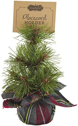 Torta de lama Faux Pine Tree Christmas Name Placecard Solder, 6 , Gray