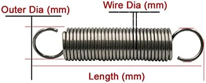 Diâmetro do fio de reposição de mola de metal 3,0 mm, mola de extensão de tensão, diâmetro externo 17 mm, comprimento