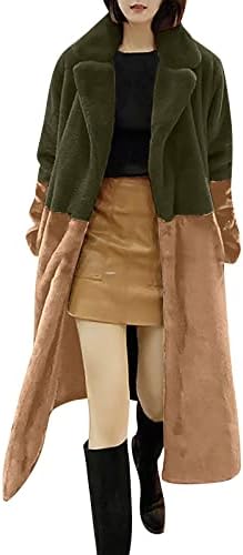 PrDeCexlu elegante de inverno de manga longa Parka Ladies Homewear Tunic Comfort Comfort Coats Colorblock grossa lapela